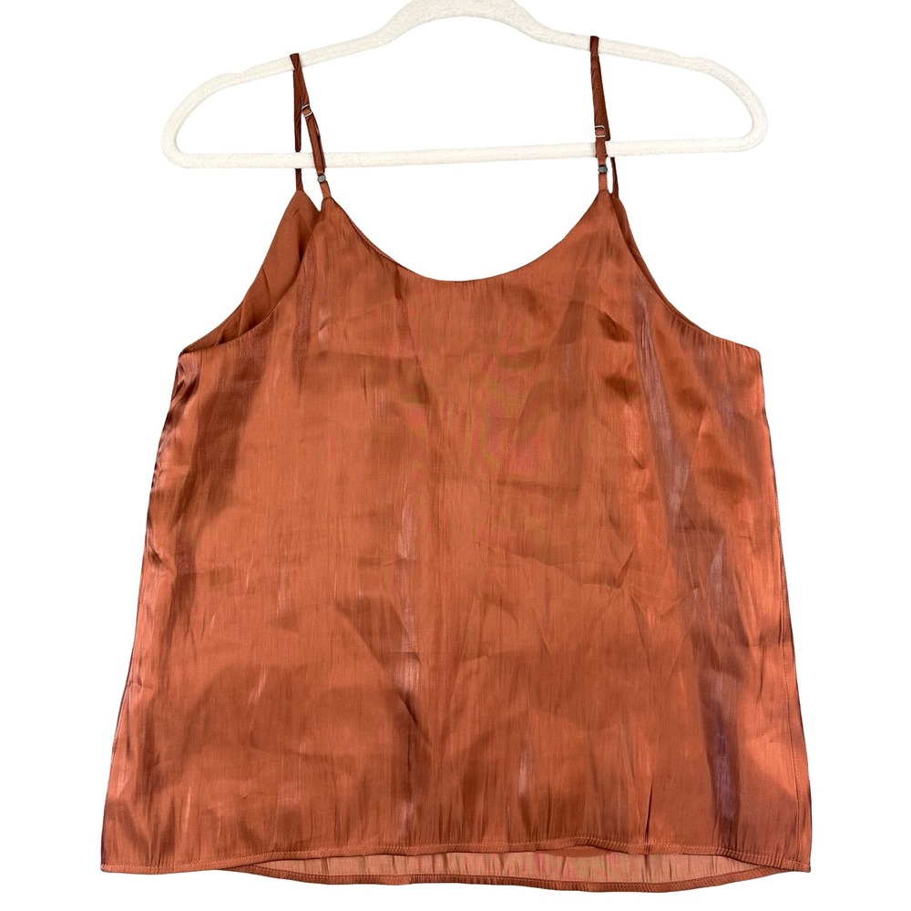 A New Day Cami Womens Small Copper Satin Tank Top Adjustable Straps Minimal Chic - Picture 5 of 8